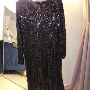 Boohoo Black Sequin Long Sleeve Dress